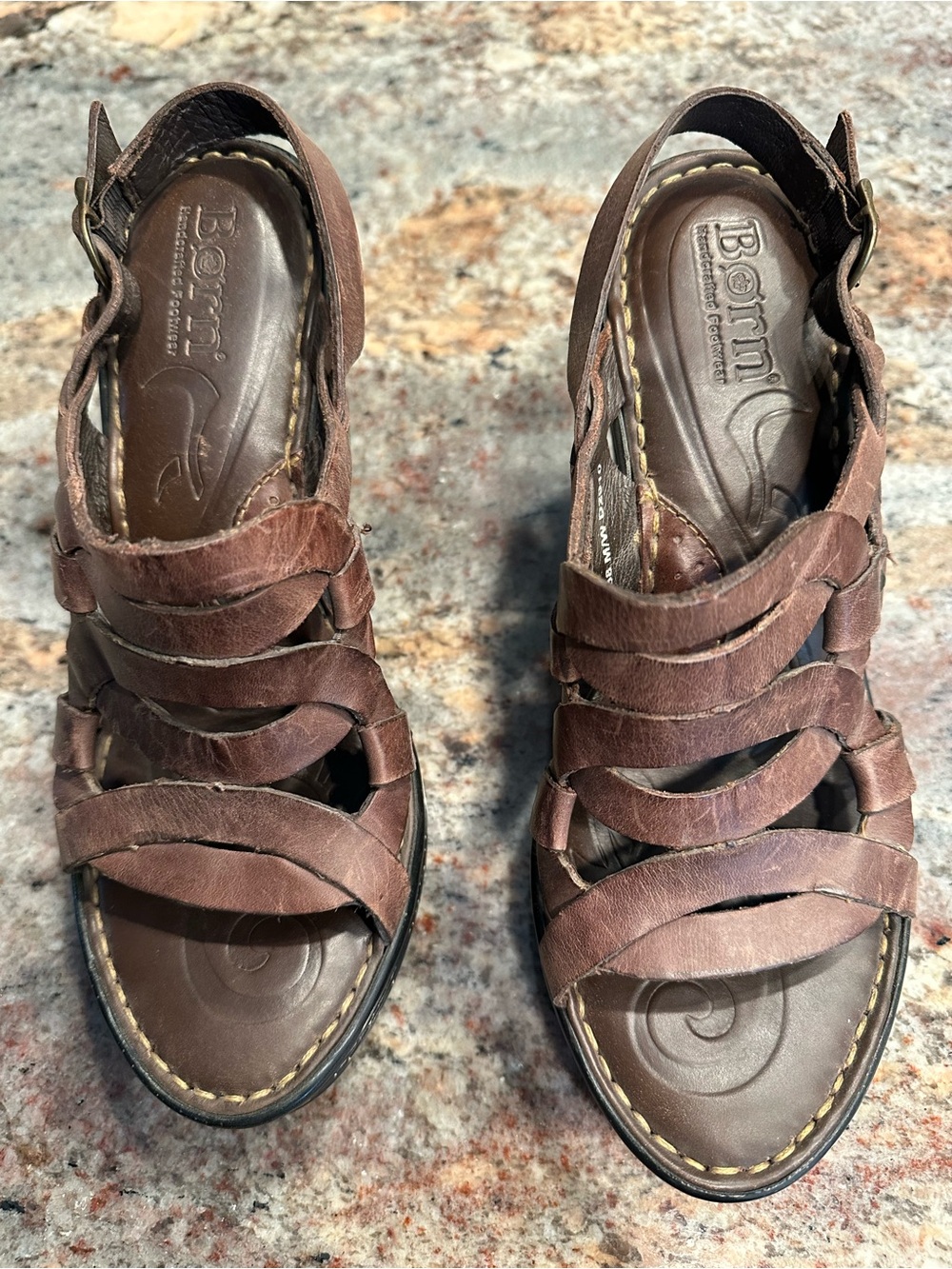 Born Brown Leather Multi-Strap Women’s Sandals